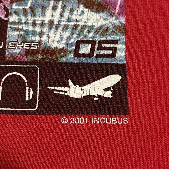 Vintage 2001 Incubus Band Shirt Size Large Alternative Rock Y2K Red - Picture 6 of 10